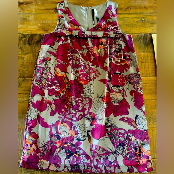 Kenzie Gray Floral Shift Sleeveless Dress, Large - Picture 1 of 4